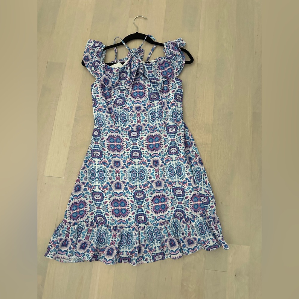 Colorful off the shoulder halter dress